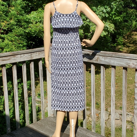 Miss Understood Black White Grey Print Midi Spaghetti Strap Dress Size M - Picture 3 of 15